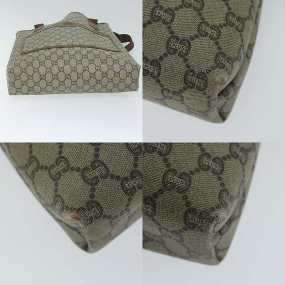 GUCCI GG Plus Supreme Web Sherry Line Tote Bag Beige Red Green - Picture 10 of 12